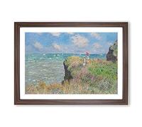 Cliff Walk at Pourville by Claude Monet Framed Print | A2 Walnut Framed Wall Art | Ready to Hang | Modern Landscape Picture | Living Room Bedroom Lounge Office