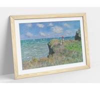Cliff Walk at Pourville by Claude Monet Stunning Framed Wall Art Print Picture - A3 - Light Oak Frame