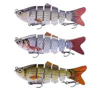 CliffofLove 10cm/16.5g Multi Jointed Swimbait with Treble Hooks 3D Artificial Hard Bait Swim by Itself Lifelike Slow Sinking Fish Bait for Bass Pike Fishing