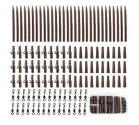 CliffofLove 120Pcs Carp Fishing Accessories Set Clip Quick Change Swivel Tail Sleeves(Brown)
