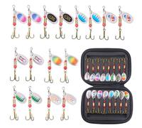 CliffofLove 16Pcs Metal Spoon Fishing Lure with Treble Hooks Spoonbait Crankbaits Fishing Wobblers Artificial Bait for Bass Pike Trout Freshwater/Saltwater Fishing