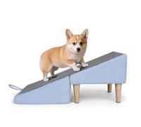 CliffofLove 2-In-1 Folding Pet Ramp Stairs Detachable Foldable Human Chairs Convertible Pet Ramp Footstool For Small Dogs/Senior Dogs
