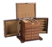 CliffofLove 31 * 21 * 28cm 6-layer black walnut wood high-end jewelry box solid wood retro mult