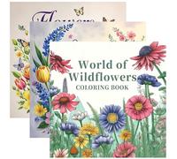 CliffofLove 3PCS Wildflowers Coloring Book with 22 Pages Coloring Activity Book for Adults