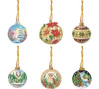 CliffofLove 6pcs Merry Christmas 2D Flat DIY Diamond Art Pendant Wall Door Decoration