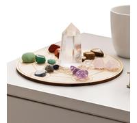 CliffofLove 7 Chakra Healing Crystals Grid Set w/Wooden Plate Crystal Desk Display Ornaments