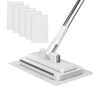 CliffofLove Retractable Cleaner Flat Mops with Locking Head & Sweeping Cloths Convenient Cloth Changing Mini Mop for Bathroom Wall Corners Floor