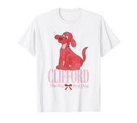 Clifford The Big Red Dog Pink Text with Bow Illustrated Book T-Shirt