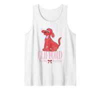 Clifford The Big Red Dog Pink Text with Bow Illustrated Book Tank Top