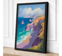 Cliffs Above Turquoise Waters Canvas Wall Art Print 18x12 Inch (46 x 30 cm)