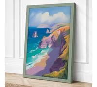 Cliffs Above Turquoise Waters Canvas Wall Art Print 18x12 Inch (46 x 30 cm)