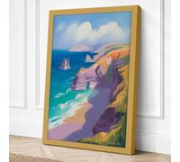 Cliffs Above Turquoise Waters Canvas Wall Art Print 24x16 Inch (61 x 41 cm)