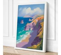 Cliffs Above Turquoise Waters Canvas Wall Art Print 36x24 Inch (91 x 61 cm)