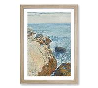 Cliffs and Sea by Childe Hassam Framed Print | A2 Oak Framed Wall Art | Ready to Hang | Modern Nautical Picture | Living Room Bedroom Lounge Office