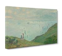 Cliffs At Pourville By Claude Monet Canvas Print | Gallery Wrapped 30mm Frame Wall Art | 30x20 inches | Ready to Hang | Impressionist Landscape Picture | Living Room Bedroom Lounge Office