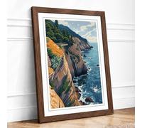 Cliffs at the Edge Coastal Framed Wall Art Print A1 Walnut