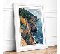 Cliffs at the Edge Coastal Framed Wall Art Print A4 White
