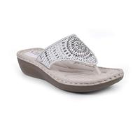 CLIFFS BY WHITE MOUNTAIN Women's Cienna Sandal, White/Fabric, 6 UK