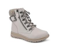 CLIFFS BY WHITE MOUNTAIN Women's Hearty Cushioned Lace-Up City Hiker Ankle Boot, Winter White/Fabric/Sweater, 8 Wide