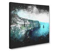 Cliffs of Moher in County Clare Paint Splash Canvas Print | Gallery Wrapped 30mm Frame Wall Art | 20x20 inches | Ready to Hang | Modern Landscape Picture | Living Room Bedroom Lounge Office
