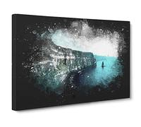 Cliffs of Moher in County Clare Paint Splash Canvas Print | Gallery Wrapped 30mm Frame Wall Art | 30x20 inches | Ready to Hang | Modern Landscape Picture | Living Room Bedroom Lounge Office
