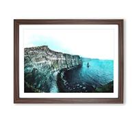 Cliffs Of Moher In County Clare Painting Modern Art Framed Print | A4 Walnut Framed Wall Art | Ready to Hang | Modern Landscape Picture | Living Room Bedroom Lounge Office