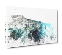 Cliffs Of Moher In County Clare Watercolour Canvas Print | Gallery Wrapped 30mm Frame Wall Art | 20x14 inches | Ready to Hang | Modern Landscape Picture | Living Room Bedroom Lounge Office