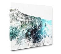 Cliffs of Moher in County Clare Watercolour Canvas Print | Gallery Wrapped 30mm Frame Wall Art | 20x20 inches | Ready to Hang | Modern Landscape Picture | Living Room Bedroom Lounge Office