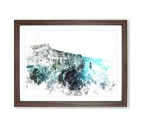 Cliffs Of Moher In County Clare Watercolour Modern Framed Print | A2 Walnut Framed Wall Art | Ready to Hang | Modern Landscape Picture | Living Room Bedroom Lounge Office