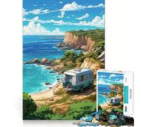 Cliffside Caravan Views 1000 Piece Jigsaw Puzzles for Adults Stress Free DownTime Game Enjoyable Challenge Nice Art (50x75cm)