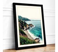 Cliffside Coast Coastal Framed Wall Art Print A1 Black | Ready to Hang, Premium Gi Paper, Fade-Resistant Inks, Securely Packaged, UK Made