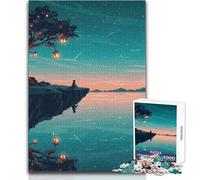 Cliffside Contemplation Under Starry Sky Hard Jigsaw Puzzle for Adults 1000 Pieces Educational Mind Challenge Game Unique Gift with Sentimental Value Size 50x75cm