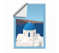 Clifftop Chapel in Blue Coastal Unframed Wall Art Print A1 (84.1×59.4cm), Wall Decor for Living Room, Bedroom, Office & Home, Art Gift