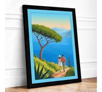 Clifftop Vigil Coastal Framed Wall Art Print A3 Black
