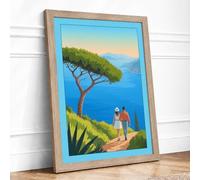Clifftop Vigil Coastal Framed Wall Art Print A4 Oak