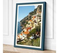 Clifftop Village on the Canvas Wall Art Print 30x20 Inch (76 x 51 cm)