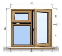 Clifton 1045mm (W) X 995mm (H) Wooden Stormproof Window - 1 Opening Window (Right) - Top Opening Window (Left) - Toughened Safety Glas