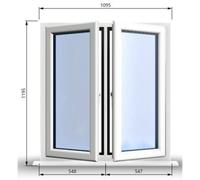 Clifton 1095mm (W) X 1195mm (H) Pvcu Stormproof Casement Window - 2 Central Opening Windows - White Internal & External