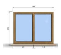 Clifton 1095mm (W) X 895mm (H) Wooden Stormproof Window - 2 Non-Opening Windows - Toughened Safety Glass