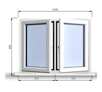 Clifton 1145mm (W) X 895mm (H) Pvcu Stormproof Casement Window - 2 Central Opening Windows - White Internal & External