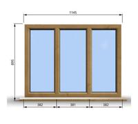 Clifton 1145mm (W) X 895mm (H) Wooden Stormproof Window - 3 Pane Non-Opening Windows - Toughened Safety Glass