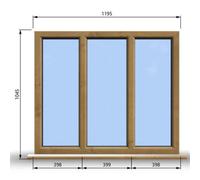 Clifton 1195mm (W) X 1045mm (H) Wooden Stormproof Window - 3 Pane Non-Opening Windows - Toughened Safety Glass