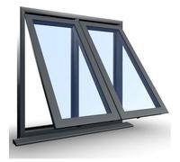 Clifton 1245mm (W) X 945mm (H) Aluminium Flush Casement - 2 V Bottom Opening Windows - Anthracite Internal & External