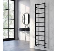 Clifton 1600mm (H) X 500mm (W) - Black Vertical Aluminum Heated Towel Rail (Burford) - (1.6M X 0.5M) - Depth 43mm