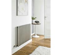 Clifton 600mm (H) x 1200mm (W) - Stainless Horizontal Radiator (Paris) - SINGLE Panel - (0.6m x 1.2m) - Depth 63mm - Silver - 1 - 600mm (H) x 1200mm (W)