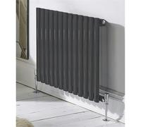 Clifton 600mm (H) x 360mm (W) - Anthracite Horizontal Radiator (Paris) - DOUBLE Panel - (0.6m x 0.36m) - Depth 79mm - Grey - 1 - 600mm (H) x 360mm (W)