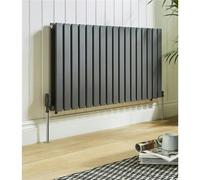 Clifton 600mm (H) x 420mm (W) - Anthracite Horizontal Radiator (Berlin) - Double Panel - (0.6m x 0.42m) - Depth 70mm - Grey - 1 - 600mm (H) x 420mm (W)