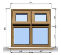 Clifton 895mm (W) X 895mm (H) Wooden Stormproof Window - 2 Top Opening Windows -Toughened Safety Glass