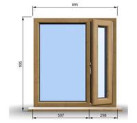 Clifton 895mm (W) X 995mm (H) Wooden Stormproof Window - 1/3 Right Opening Window - Toughened Safety Glass