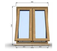 Clifton 945mm (W) X 1145mm (H) Wooden Stormproof Window - 2 Opening Windows (Opening From Bottom) - Toughened Safety Glass